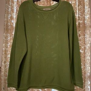 COLDWATER CREEK SWEATER/ROLLED NECK EDGE:SZ 1X CELADON GREEN 100% COT RELAXED